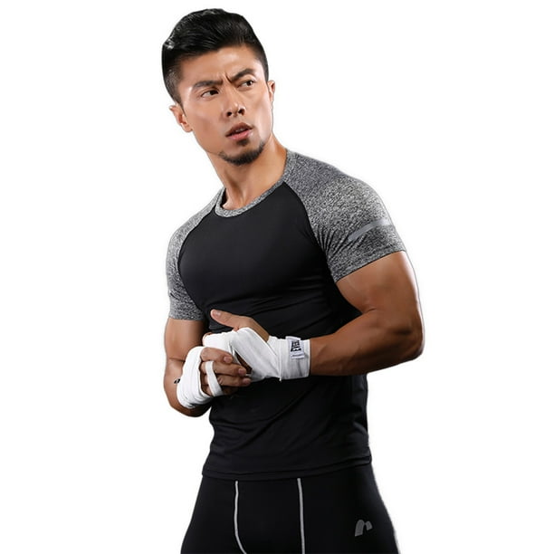 Men/'s Compression Tops Athletic Running Training Gym T-shirts Dri fit Base Layer
